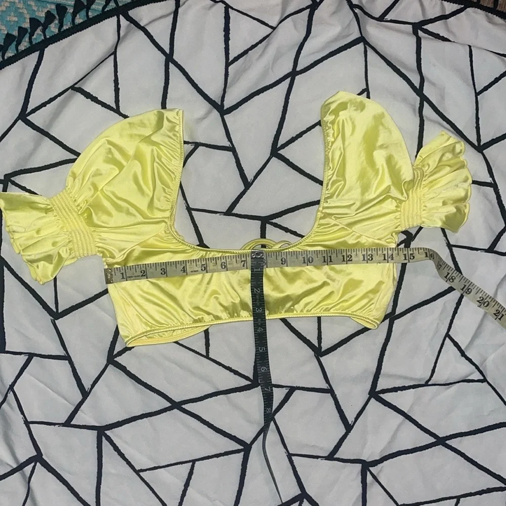 Frankies Bikinis SET NWOT Marina Satin Cheeky Btms(L) Carly Ruffle Satin Top (M)